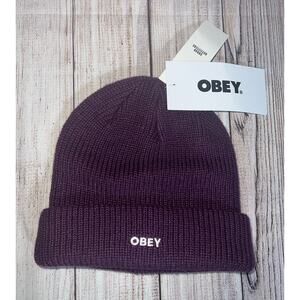 Obey Future Beanie in Purple Cable Knit Winter Hat OSFM Snowboard NWT